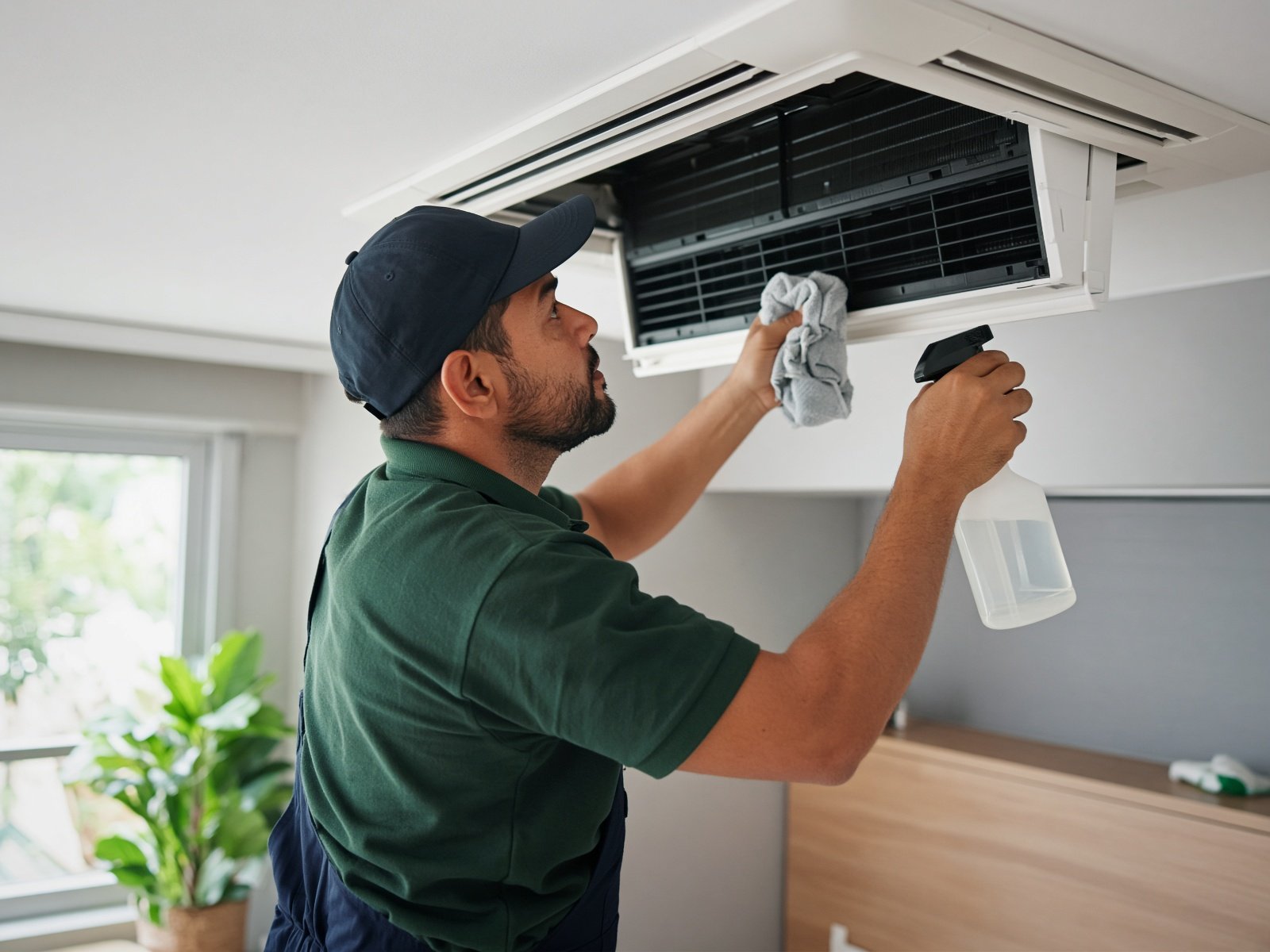 Técnico da Clima Certo realizando manutenção em ar-condicionado split